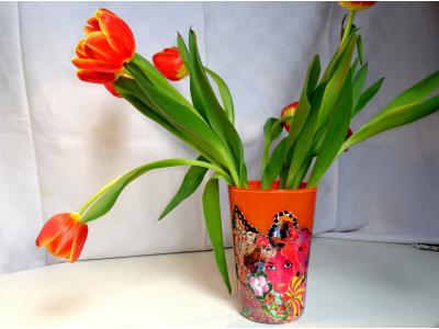 photo du projet Vase orange et rose