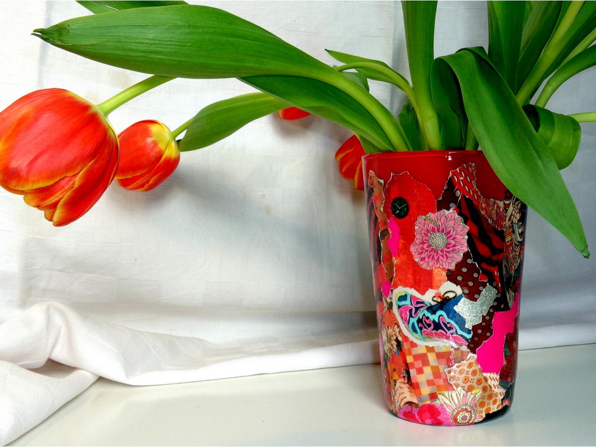 Vase rouge et rose